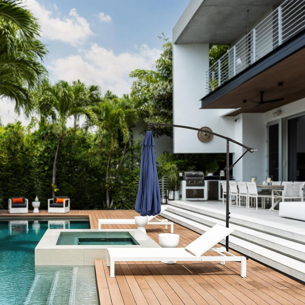 10FT Cantilever Patio Umbrella - Outdoor Offset Hanging Umbrella with Smooth Crank, Tilt Adjustment & UV Protection