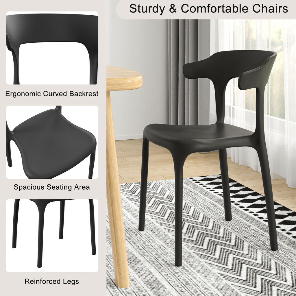 4 Pack Plastic Stacking Chairs, Stackable Dining Chairs Patio, Portable Indoor Outdoor Use, No Assembly Required