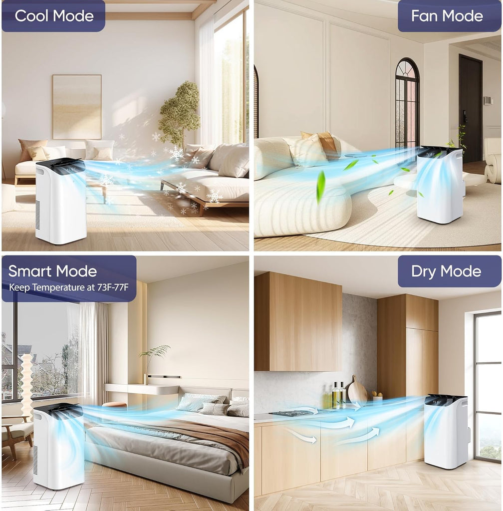 14000 BTU Portable Air Conditioners, Cools Up to 700 Sq.Ft, Free standing AC Unit, Cooling, Dehumidifier, Fan