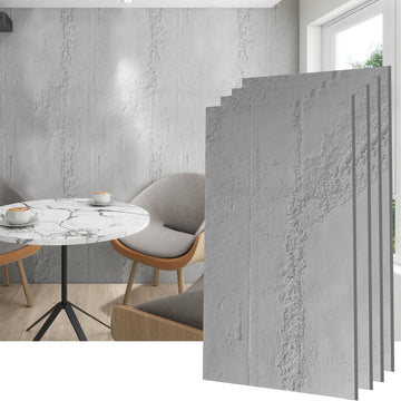 PU 3D Wall Panels Cement Texture, 4 Pieces, 47.24 × 23.62 inch, Cement