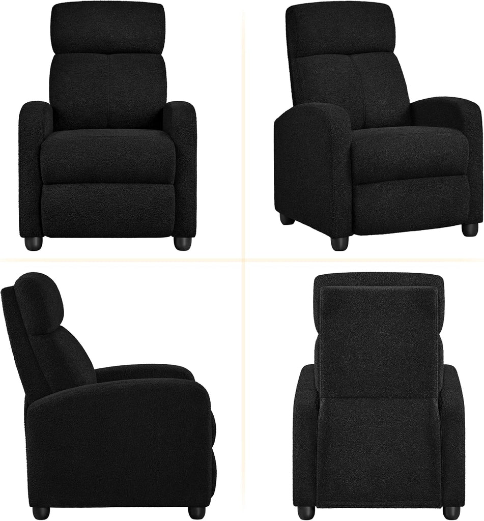 Boucle Recliner Chair Single Sofa Home Theater Seating, Adjustable Modern Push Back Armchair with Pocket Springs