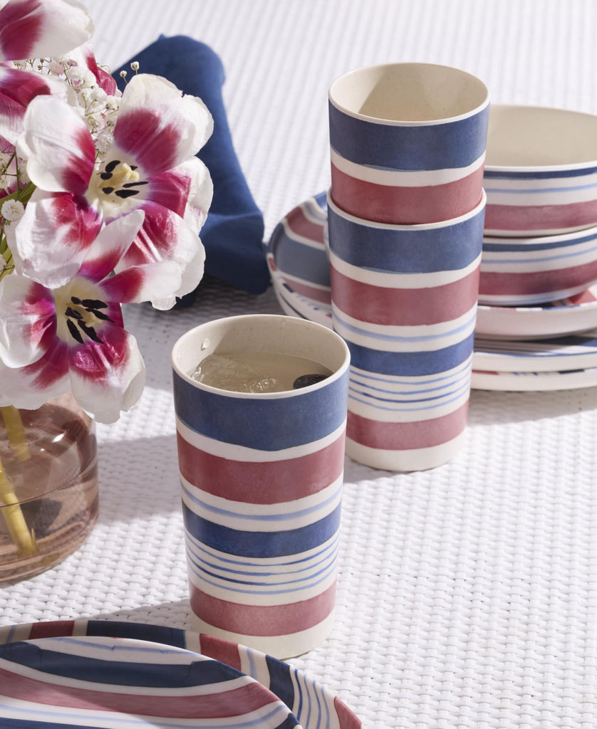 24 Seven Stripe Melamine 12-Piece Dinnerware Set for 4