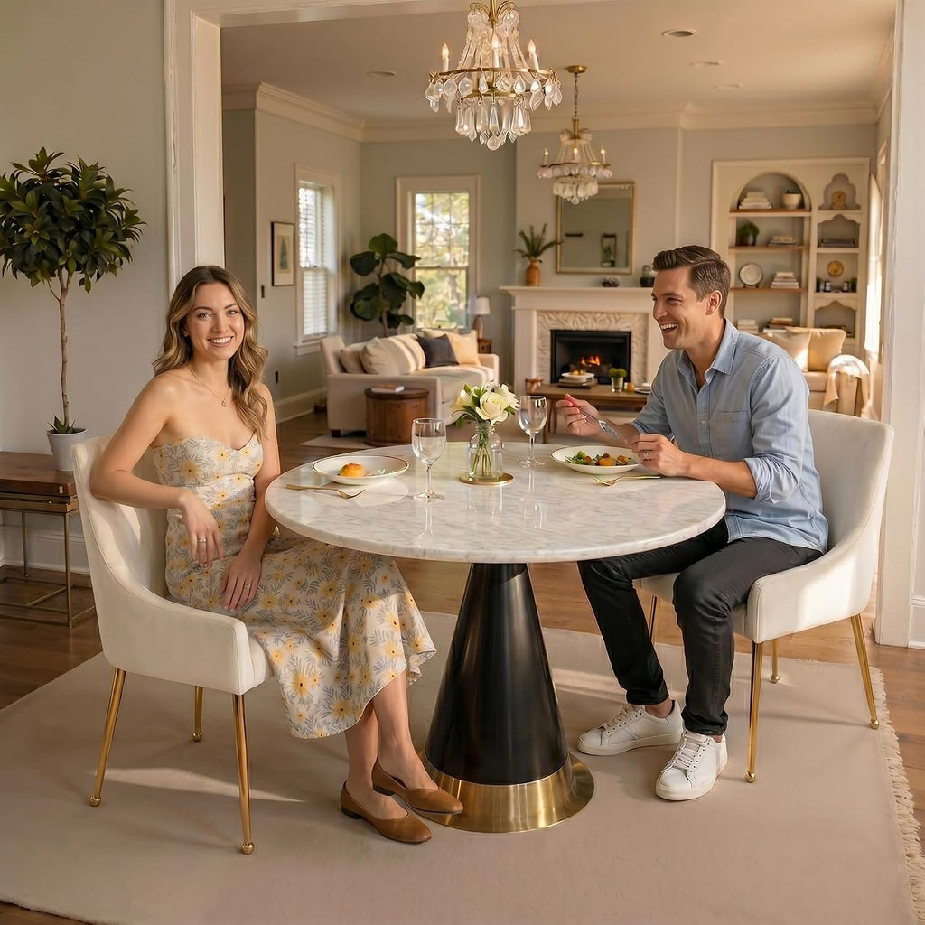 Dining Chairs Set of 4, Modern Velvet Dining Chairs with Gold Metal Legs, Upholstered High Back Kitchen Chairs with