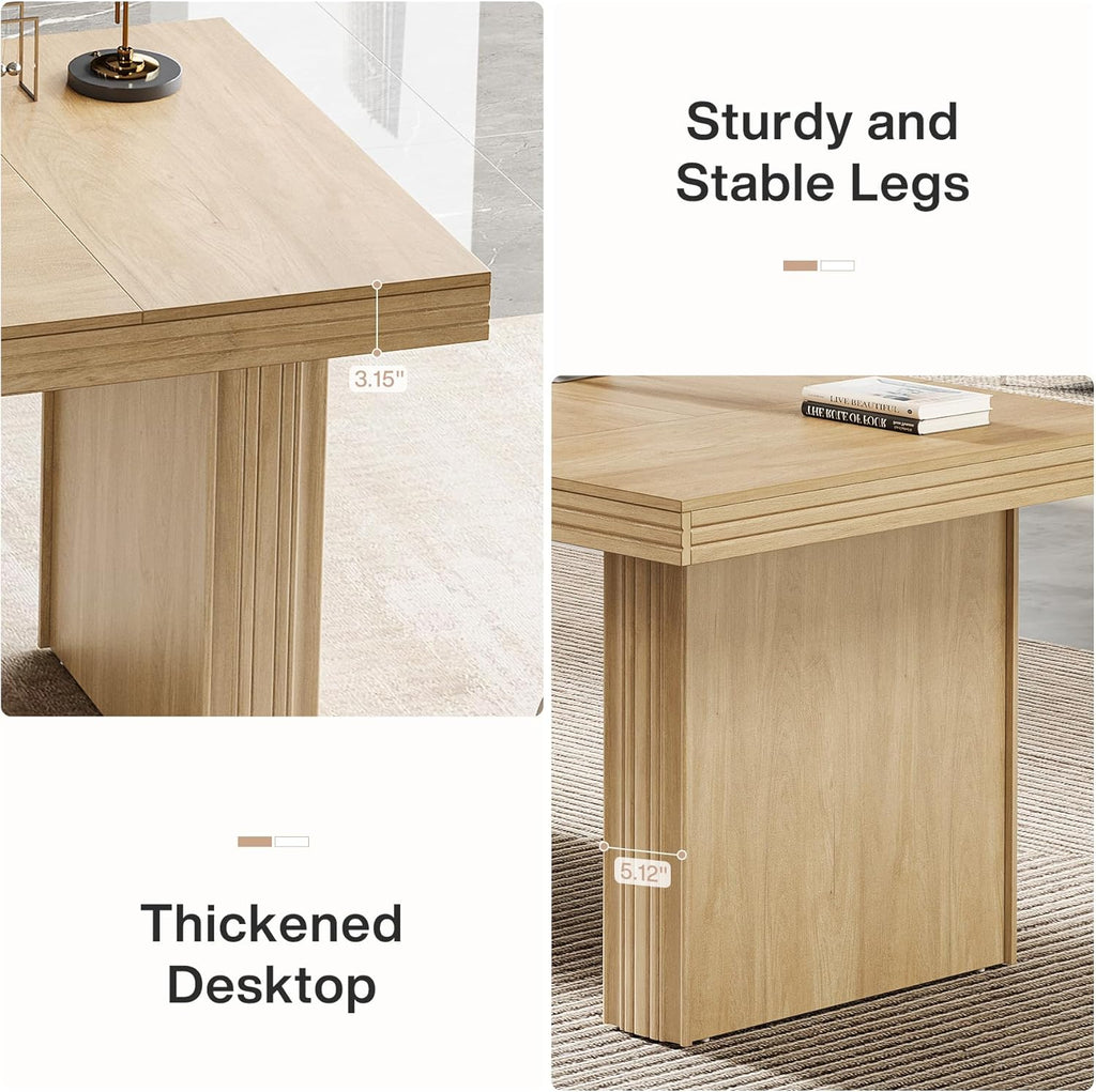 63" Executive Desk, Modern Executive Office Desk with Thickened Desktop and Heavy-Duty Legs