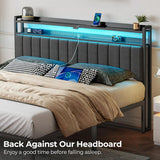 Headboard for King Bed with Storage, 60,000 DIY Color of LED Light, Head Board with USB & Type C Port