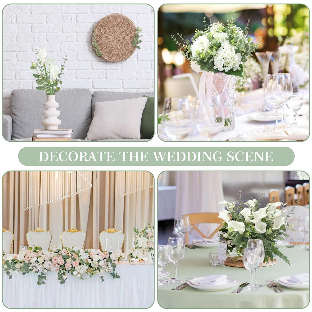 4 Kinds 60PCS Silk Tulip Artificial Flowers with Eucalyptus Stems