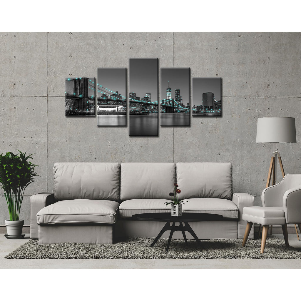 Brooklyn Bridge Wall New York Skyline Wall Decor NYC Building Picture Canvas Print Black and White City Painting