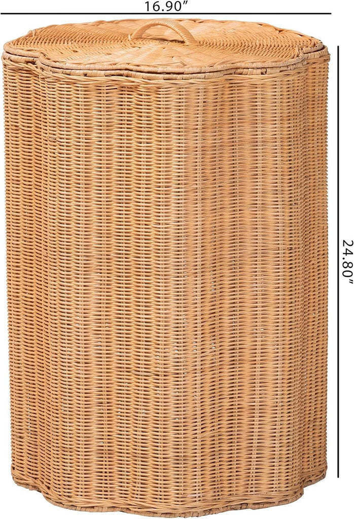 Danilo Natural Rattan Laundry Hamper - Handwoven Wicker Storage Basket for Laundry Room, Bathroom, or Bedroom