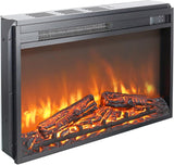 26 Inch Electric Fireplace Insert Heater with Remote Control, Timer, Adjustable Flame Brightness, Digital Display and Log Set