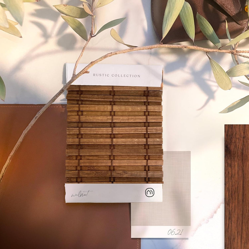 Custom Bamboo Shades| Rustic| Cordless Bamboo Roman Shades for Windows and Doors (Natural Woven)| Rustic Walnut