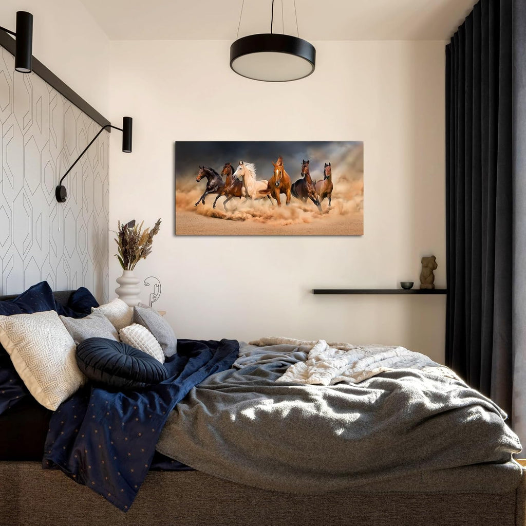 Large Horse Wall Art Running Horses Picture Prints on Canvas Modern Home Office Decoration Ready to Hang - 24"x48"