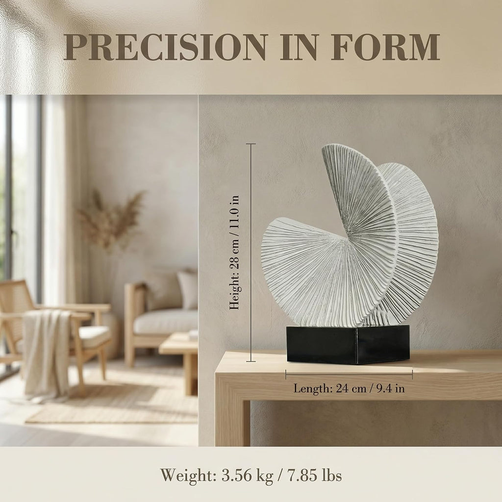 Minimalist Gray Sculpture Home Decor, Nature Inspired Decorative Statue with Black Base - Contemporary Desk Art Decor