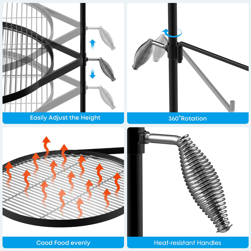 Fire Pit Grill Grate, Swivel Campfire Grill Cooking Grate