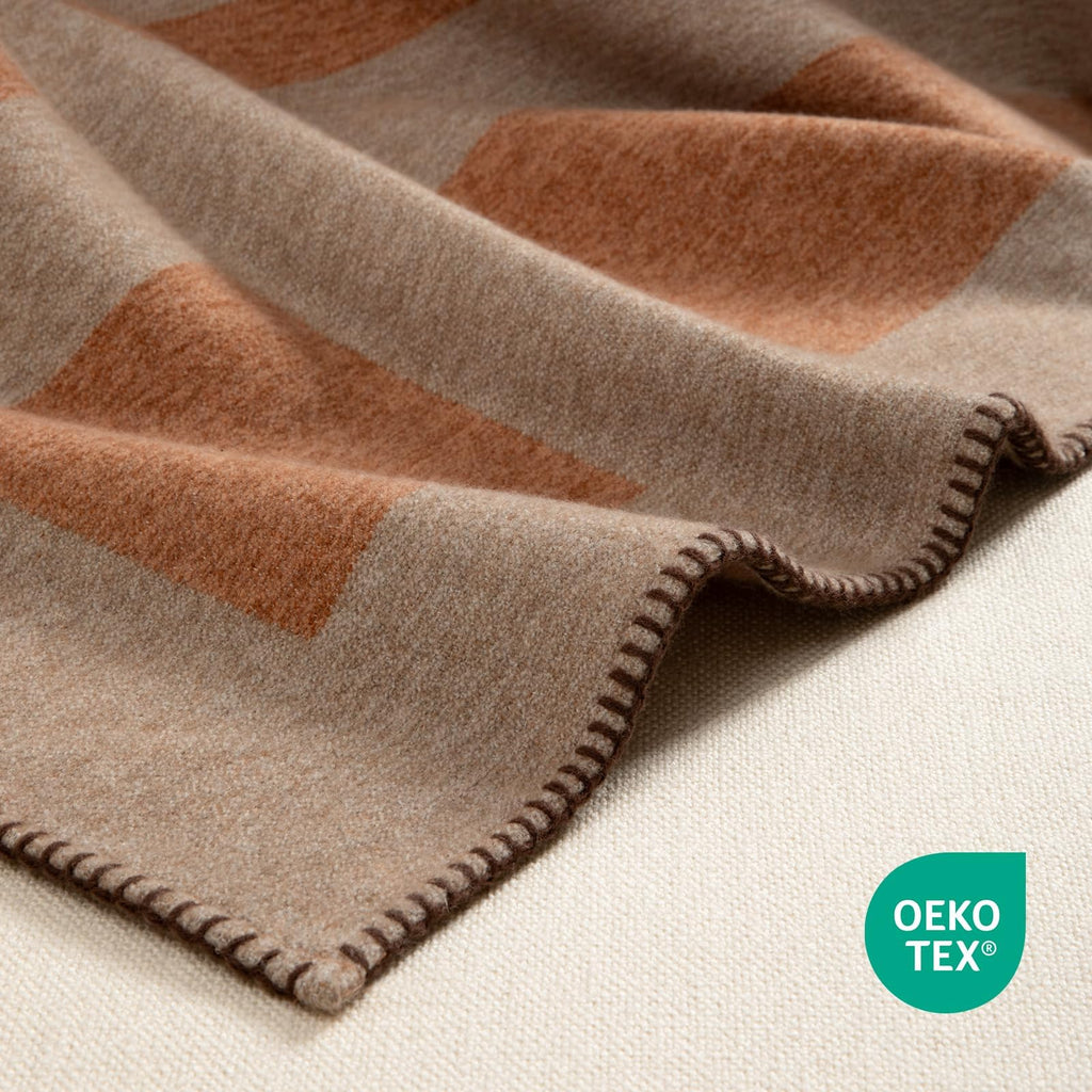 Faux Cashmere Throw Blanket, Burnt Orange, 50x70" Plaid Fall Throw