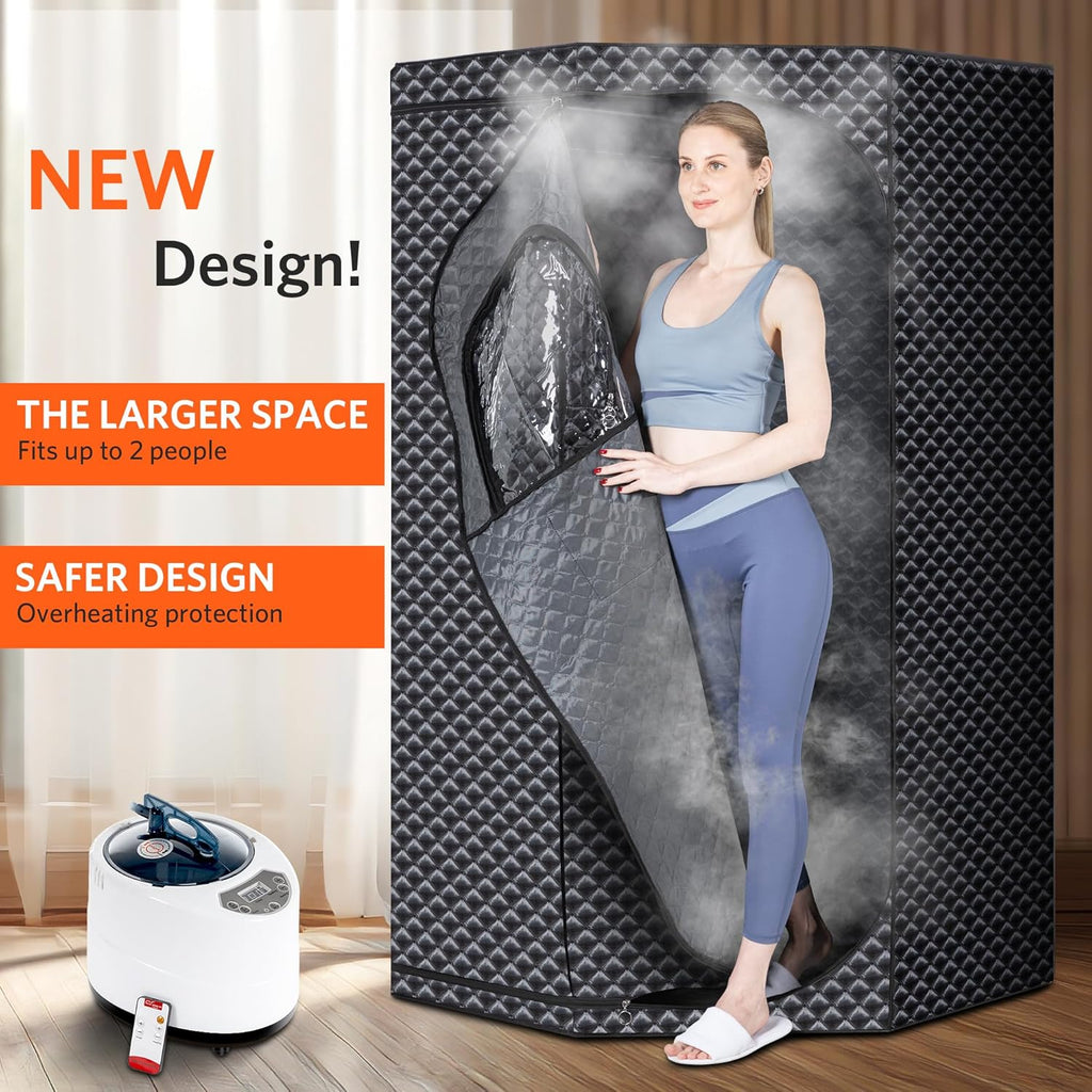 Sauna Box, Portable Steam Tent for Home Detox and Relaxation, Includes 3L Steamer, Remote Controller, Folding Chair