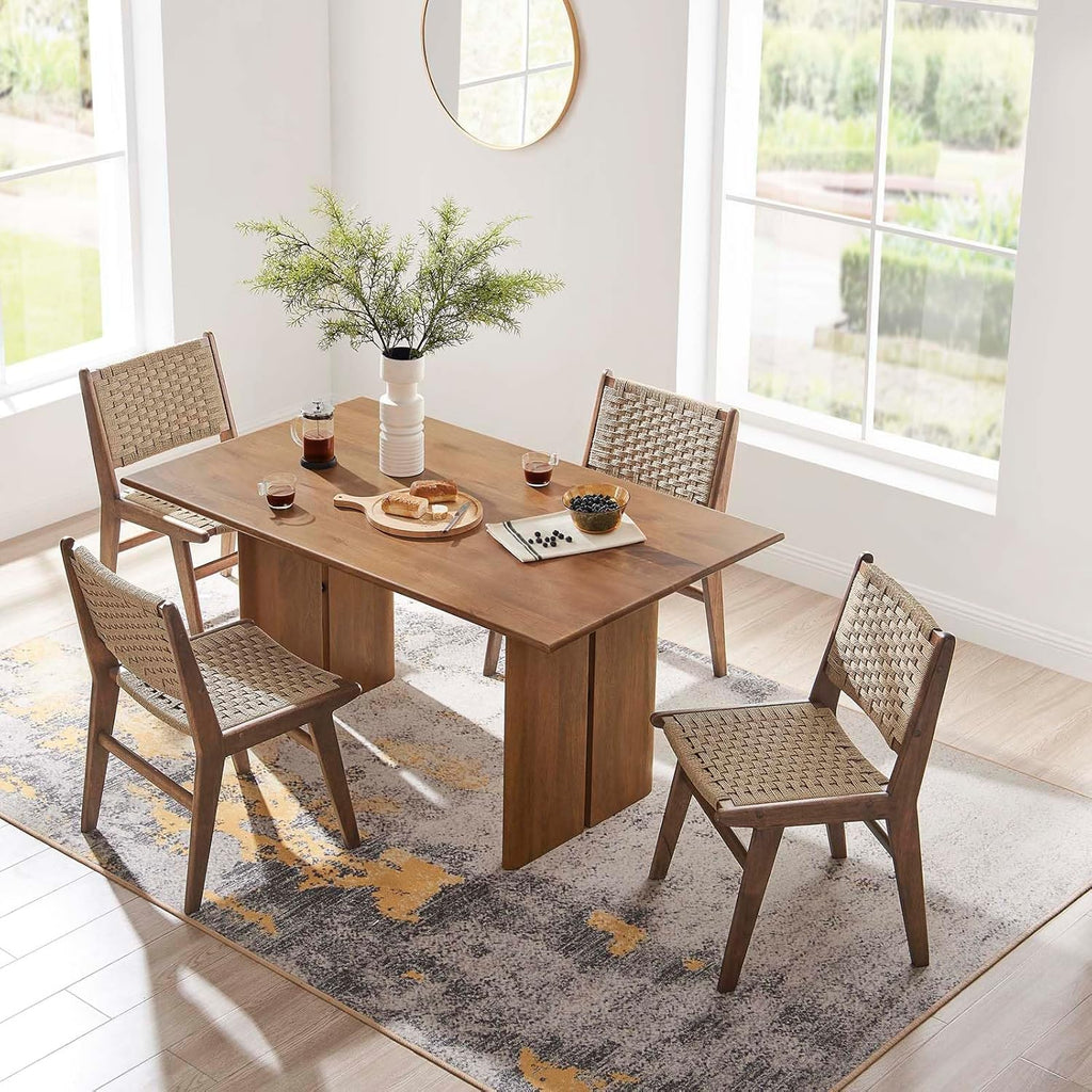 Amistad 60" Solid Wood Modern Farmhouse Rectangular Dining Table in Walnut
