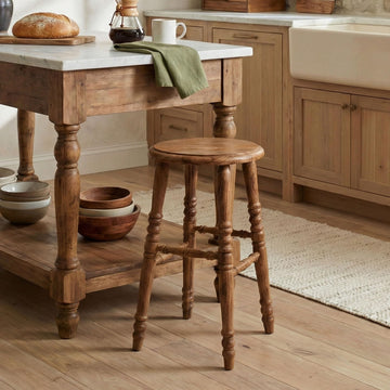 At Main Baylor Farmhouse Counter Stool, Rustic Brown Vintage-Style