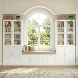 73.2" Tall Bookcase with Glass Doors, 6-Tier Book Shelf with Adjustable Shelf, Tall Bookshelf with Storage Cabinet
