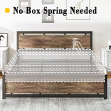 King Bed Frame with Headboard and Footboard, Metal Strong Supports, Easy Assembly, Noise-Free, No Box Spring Needed