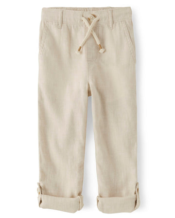 And Toddler Drawstring Linen Pants,Bisquit,6