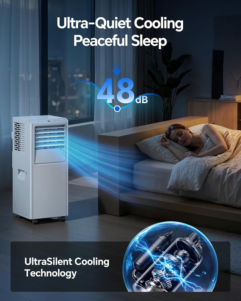 10,000 BTU Portable Air Conditioner - Cools Up to 450 Sq. Ft., 5-in-1 Portable AC Unit for Rooms with Remote Control