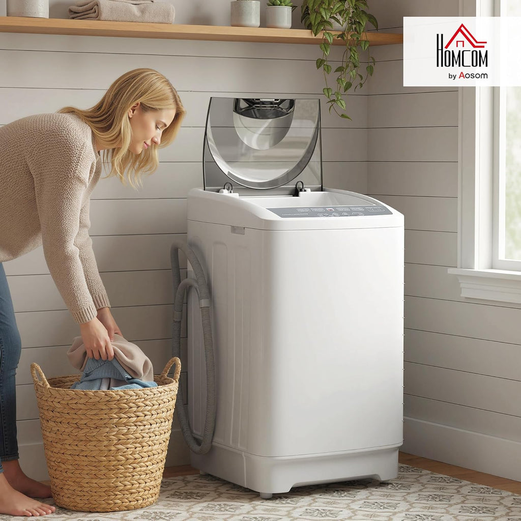 Portable Washing Machine, 1.3 Cu. Ft. Compact Washer with 8 Programs, 6 Water Levels, LED Display, Child Lock, Drain