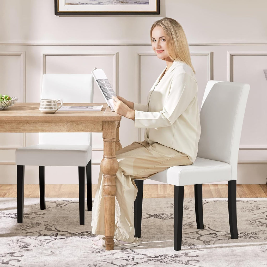 Dining Chairs Set of 2 Faux Leather Modern Dining Room Chairs with Rubberwood Legs and Padded Seat for Kitchen/Living