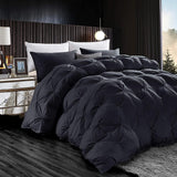 Luxurious All-Season Goose Down Feather Fiber Comforter Queen Duvet Insert, Exquisite Black Pinch Pl