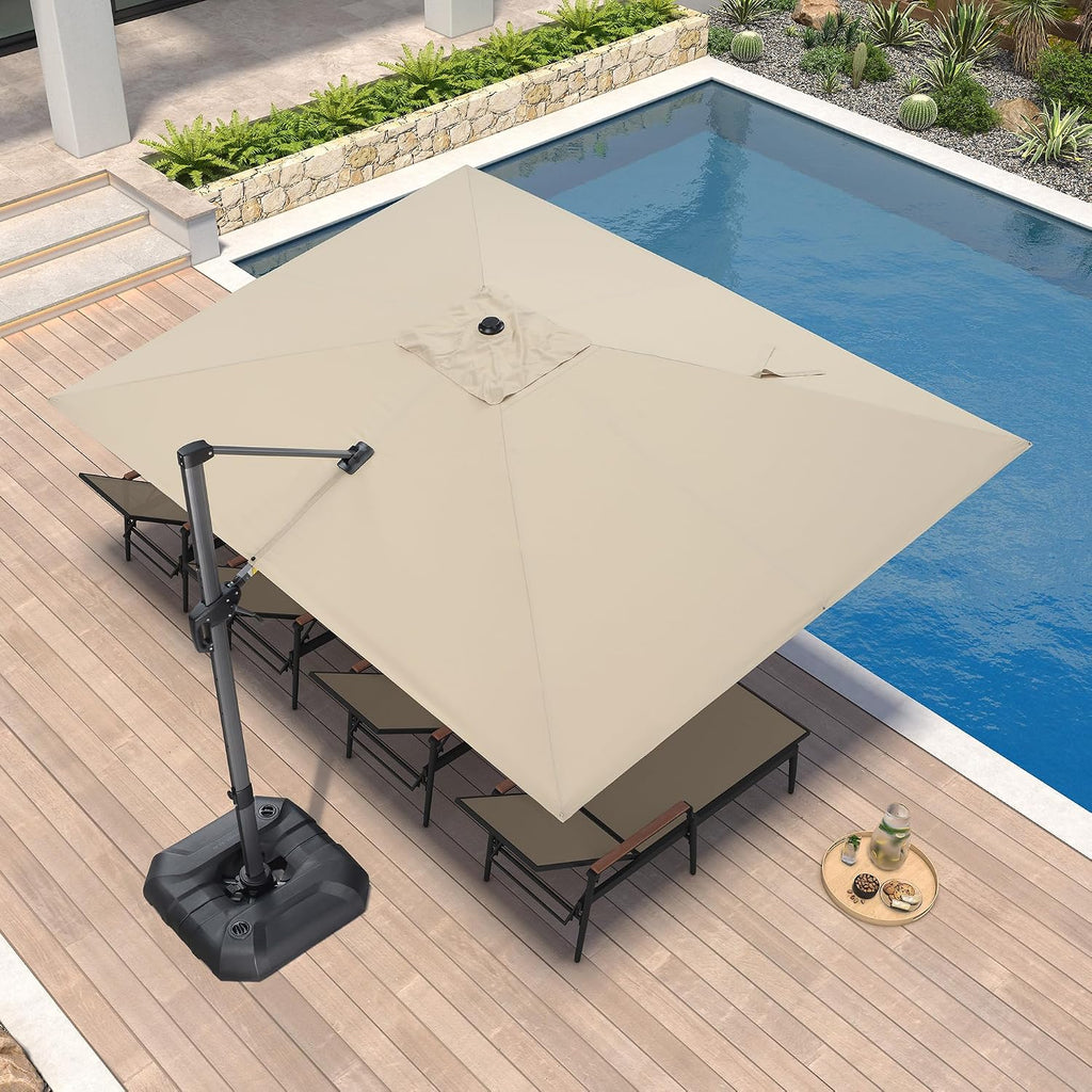 9' X 11.5' Patio Umbrella Outdoor Cantilever Rectangle Umbrella Aluminum Offset Umbrella with 360-degree Rotatio - 54PP