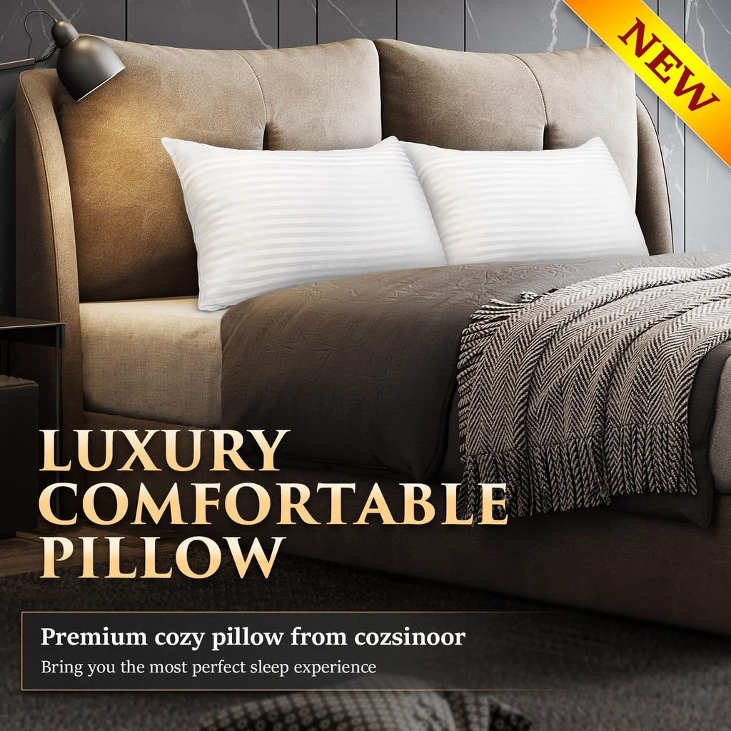 Bed Pillows for Sleeping Queen - Hotel Quality Set of 2 - Breathable Cooling Down Alternative Microfiber Filled for