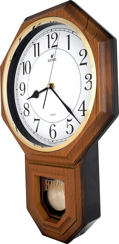 Traditional Schoolhouse Easy to Read Regulator Wall Clock, Chiming Wall Clocks with Pendulum & Westminster Chime Hourly, Schoolhouse...