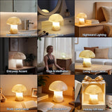 Natural Dolomite Marble Mushroom Lamp,Natural Gemstone Table Lamp Unique Crystal Veins Three-Color Temperature