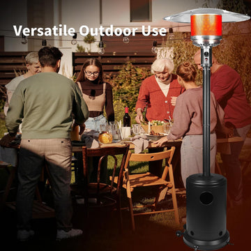 50,000 BTU Propane Patio Heater with Wheels - Outdoor Gas Heater & Restaurant, Powder-Coated Steel Body with Easy