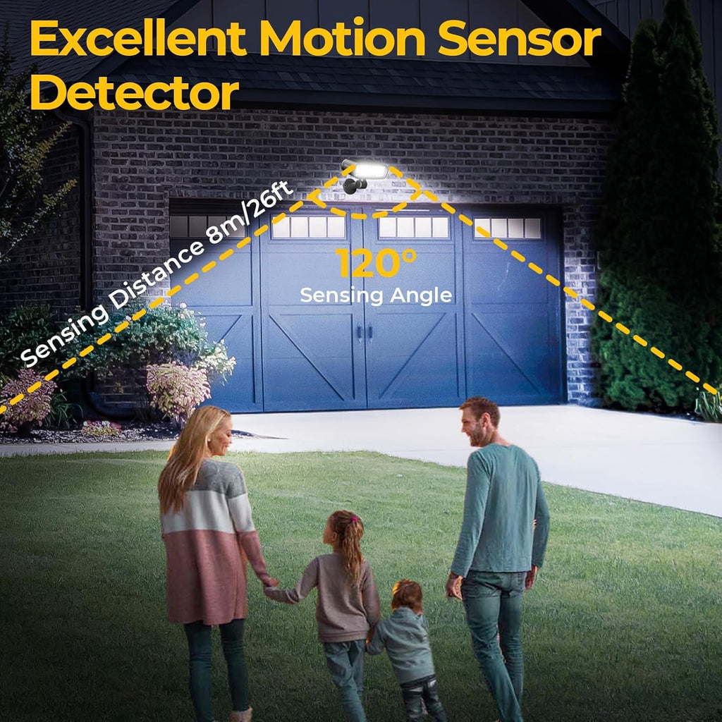 Solar Security Lights Outdoor, Motion Sensor 3 Modes, 2 Pack | IP67 Waterproof, Super Bright 5050 SMD LEDs, 180°
