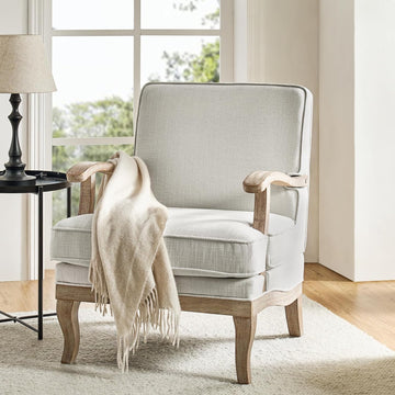 Mid-Century Modern Accent Chair, Upholstered Living Room Lounge Chair, Lounge Armchair with Romantic Stripes & Solid