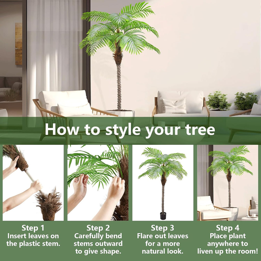Artificial Palm Tree 8.5ft Tall Trees Plants 20Leaves Outdoor Palm Trees for Outside Patio Trees for DecorIncreased