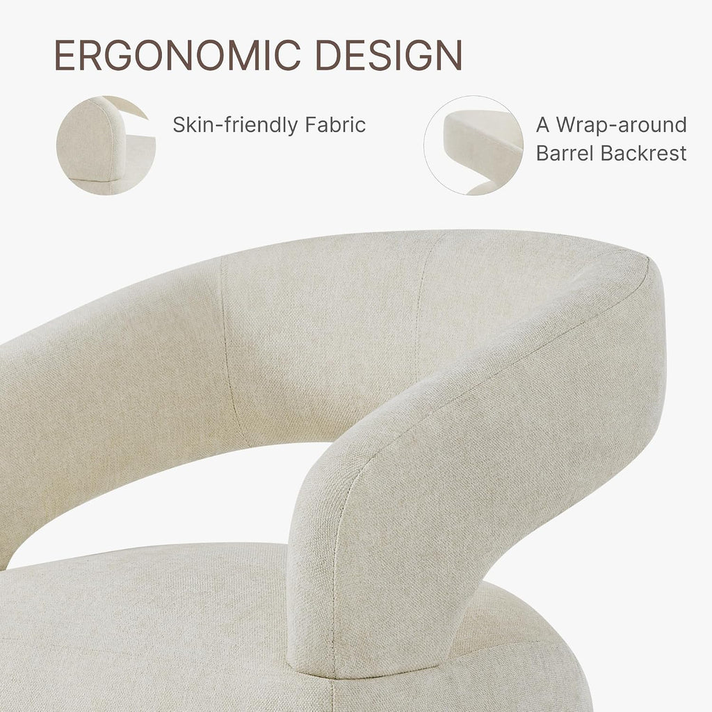 Upholstered Dining Chairs Set of 4, Modern Rolling Dining Chairs with Hidden Casters, Arm Kitchen Chairs with Linen