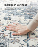 8x10 Washable Low Profile Area Rug, Non-Slip Vintage Carpet for Living Room Bedroom Dining Room