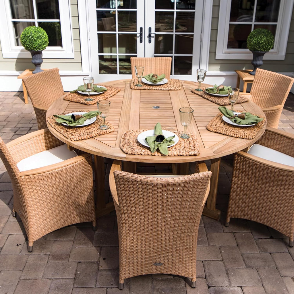 Round Drop Leaf Teak Table, 72-Inch