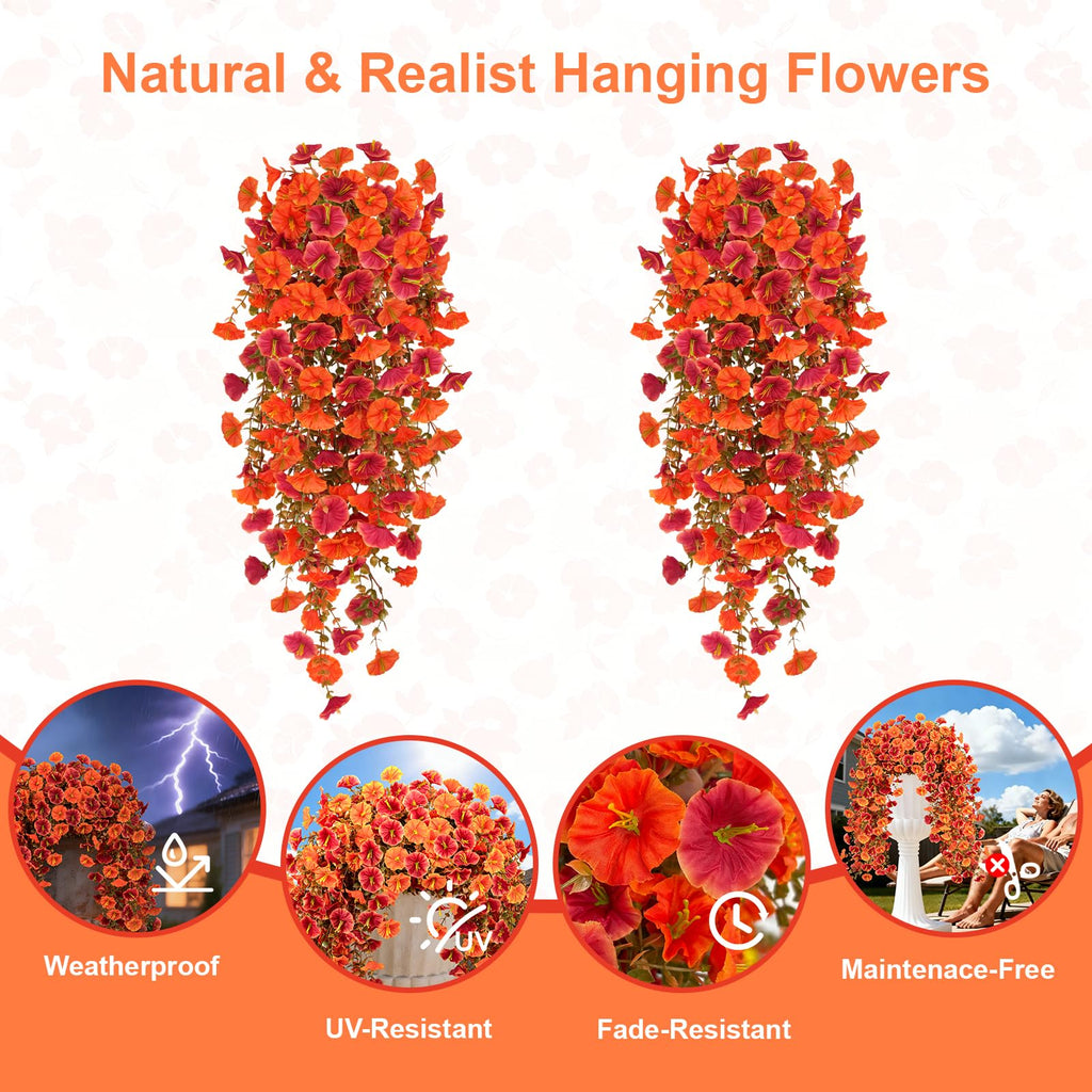 Artificial Hanging Fall Flowers for Outdoors, 2 PCS Fall Decoration