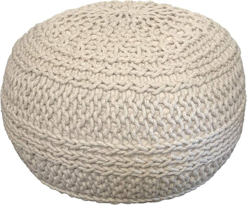 Home - Premium Luxury 100% & Handcrafted Cable Style Cotton Knitted Jade Comfortable Pouf, Ottoman, Footrest