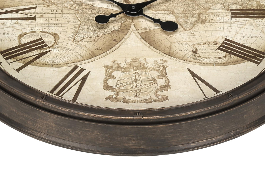 I 9048 Clocks, 20" Round, Wall Clock, Antique Brown, Transitional