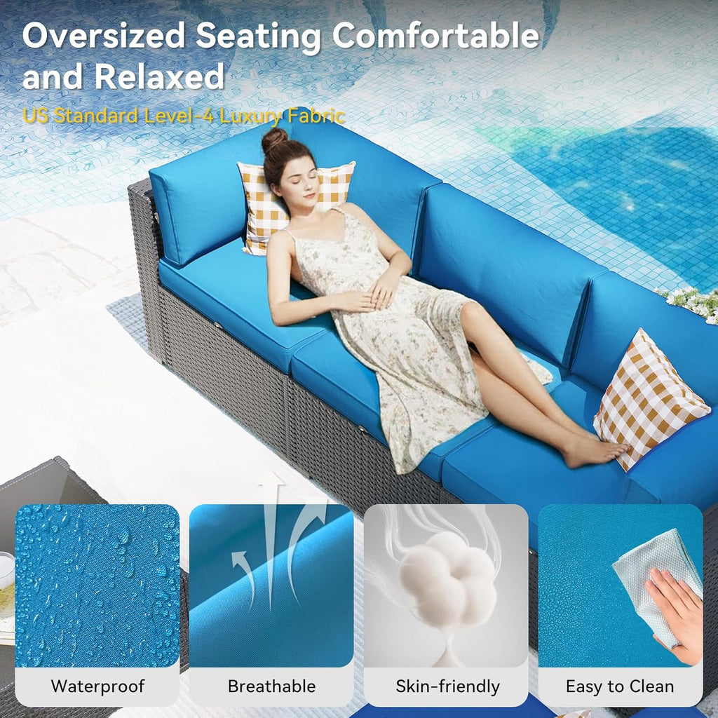 Patio Furniture Set, 7 Piece Outdoor Sectional Sofas with Waterproof Cover