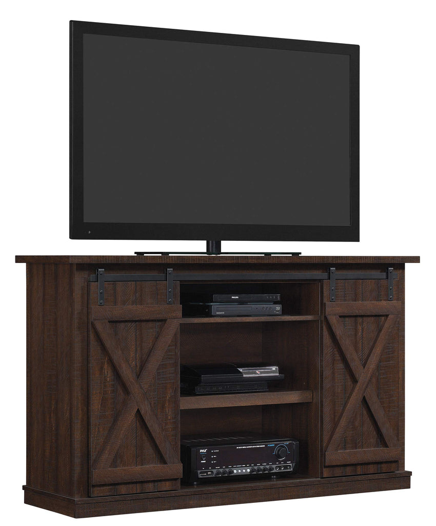 Sliding Barn Door TV Stand, Sawcut Espresso