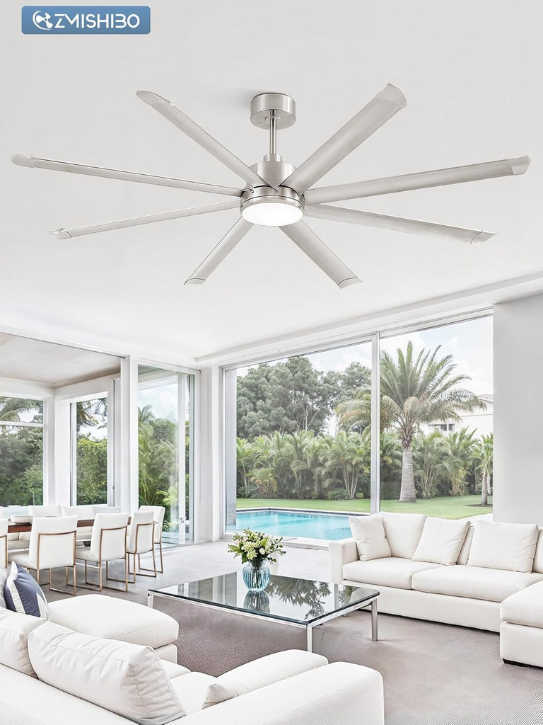 84" Ceiling Fan with LED Light and Remote - Nickel