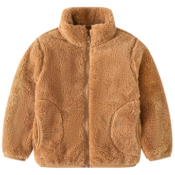Toddler Fleece Jacket Girls Polar Fleece Lightweight Outerwear Boys Stand Collar Zip Up Warm Coat Fall Clothes Khaki