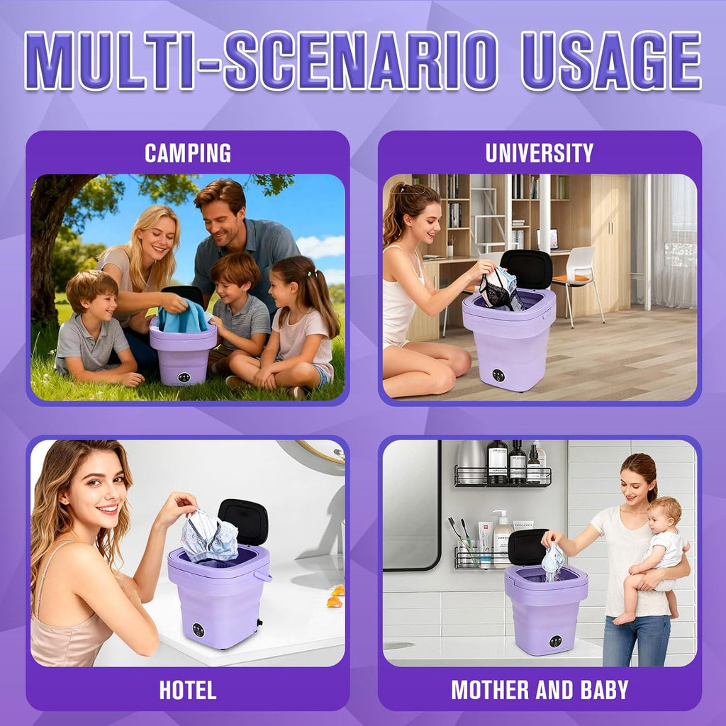Mini Washing Machine 16L Foldable Small Washer for Underwear, Socks, Baby Clothes - 3 Cleaning Modes with Spin Dryer