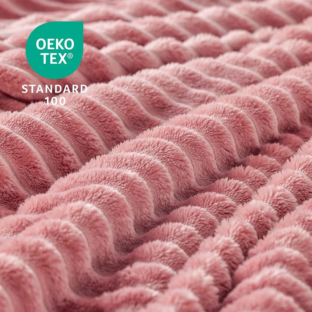 Fleece Throw Blanket, Fluffy, Plush Lightweight Pink Throw Blankets, 50x60 inches