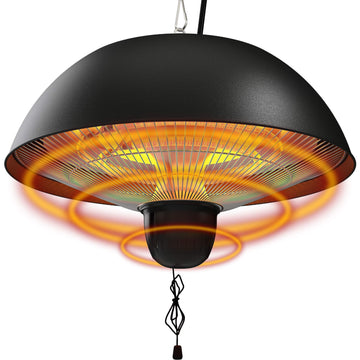 Hanging Patio Heater, Outdoor/Indoor Electric Infrared, Ceiling Heater with 3 Adjustable Modes 600W/900W/1500W.