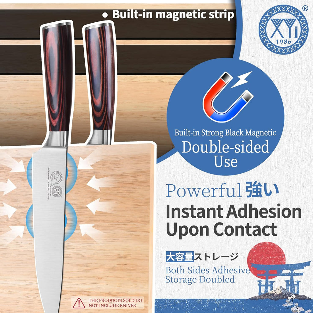 Authentic Since 1986, Magnetic Knife Block with Cutting Boards | Natural Wood, Countertop Knife Organizer